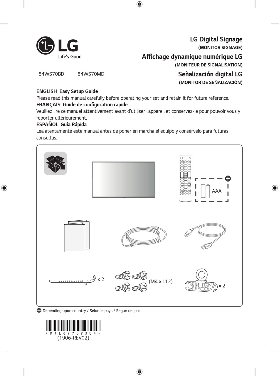 LG 84WS70BD EASY SETUP MANUAL Pdf Download | ManualsLib