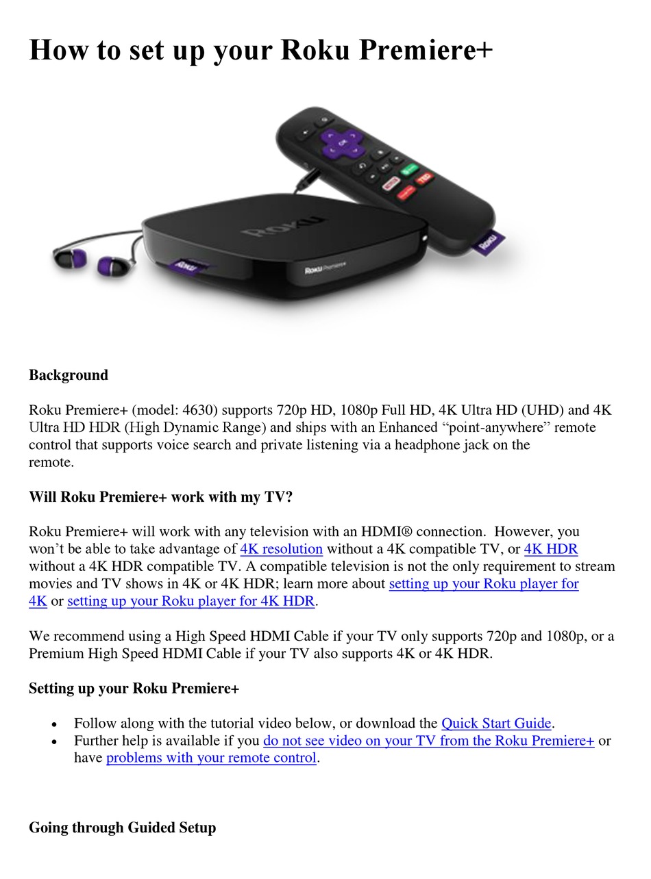 Roku premiere how to set up pdf download manualslib