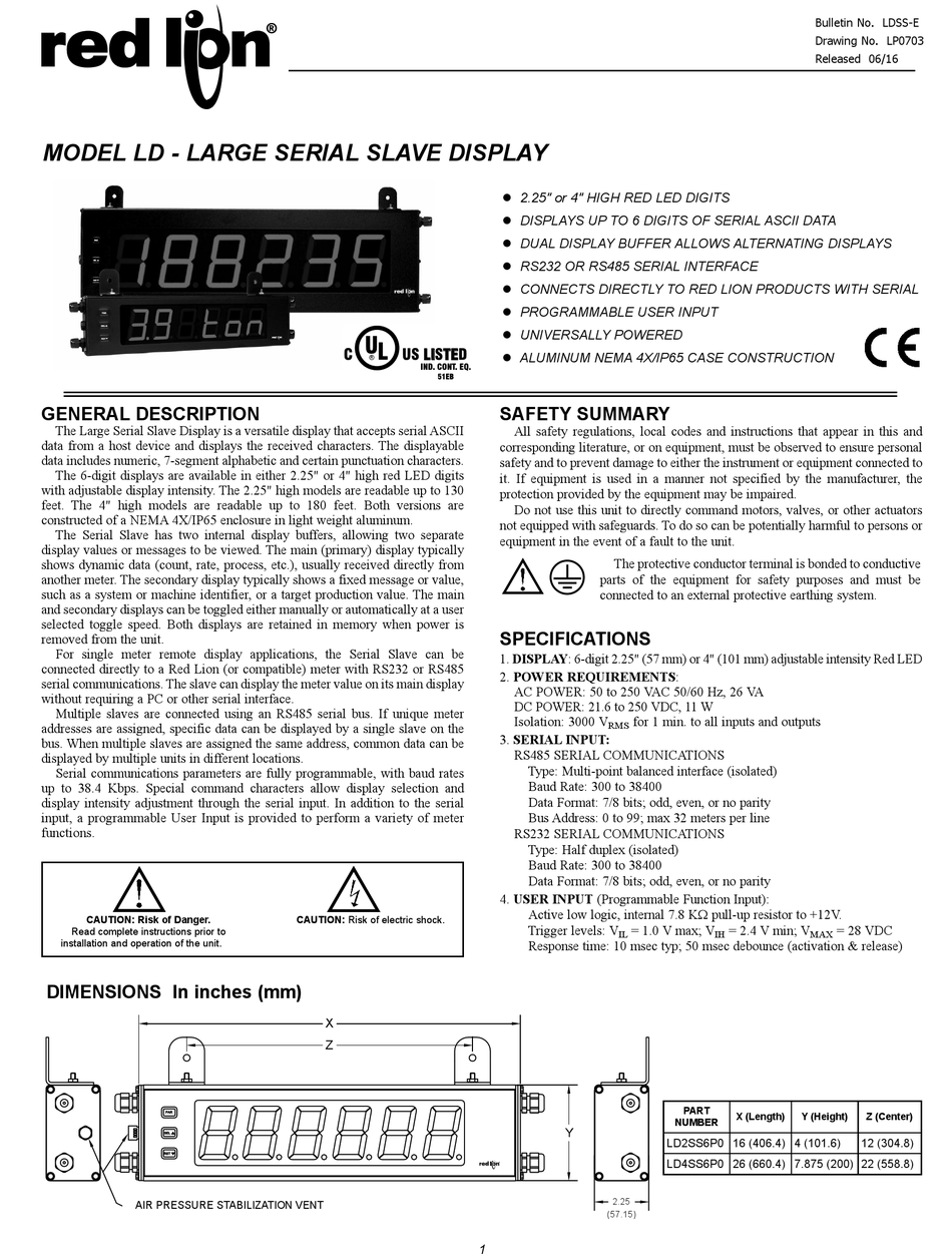 RED LION LD4SS6P0 QUICK START MANUAL Pdf Download | ManualsLib