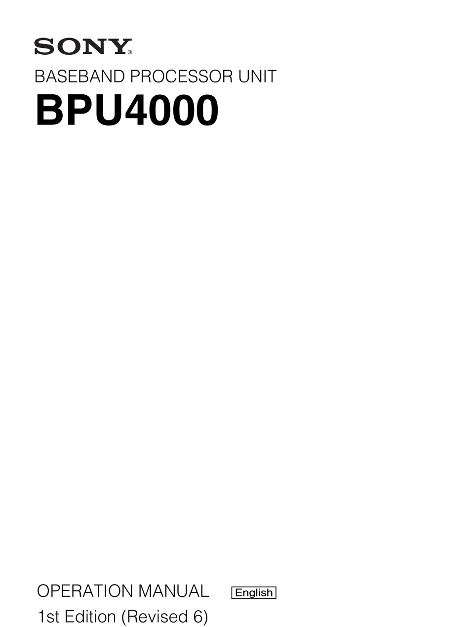 SONY BPU4000 OPERATION MANUAL Pdf Download | ManualsLib