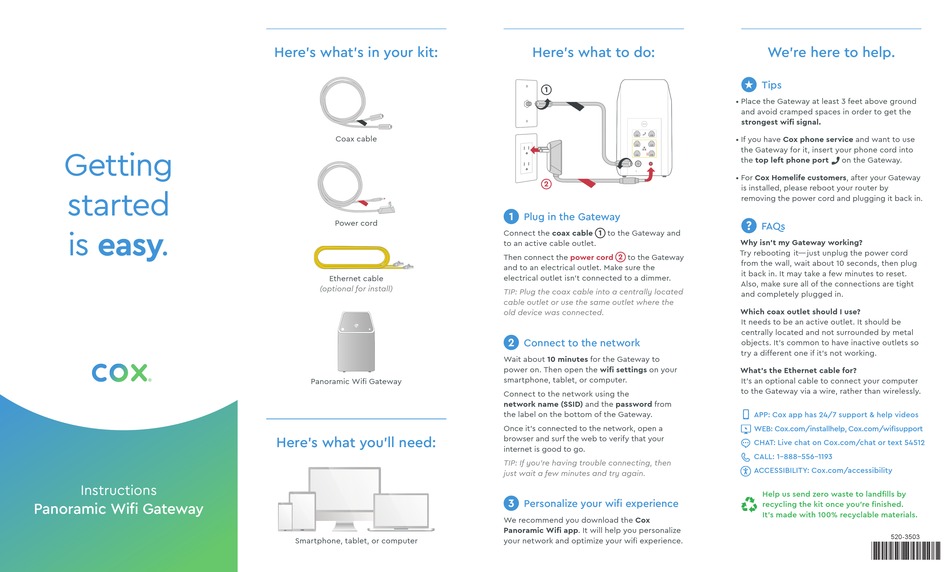 COX TECHNICOLOR CGM4331 GETTING STARTED Pdf Download ManualsLib