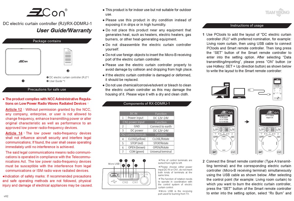 Team Young Ezcon Rx-ddmrj-1 User Manual & Warranty Pdf Download 