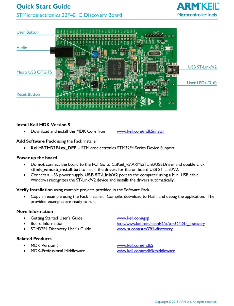 STMICROELECTRONICS STM32F4 SERIES QUICK START MANUAL Pdf Download ...