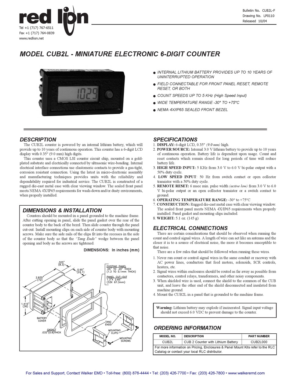 RED LION CUB2L MANUAL Pdf Download | ManualsLib