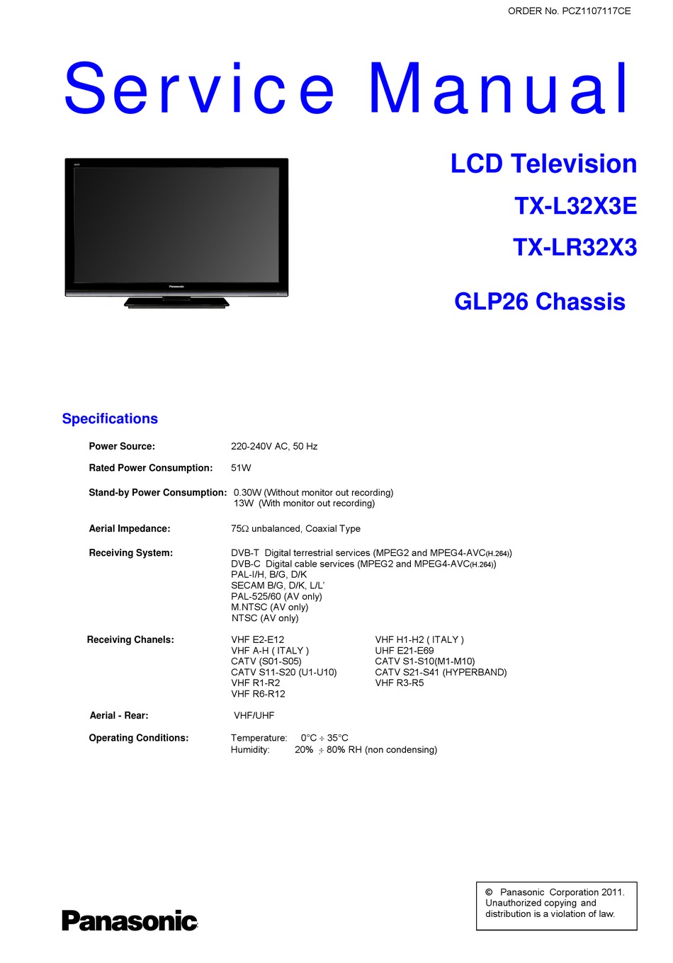 PANASONIC TX-L32X3E SERVICE MANUAL Pdf Download | ManualsLib