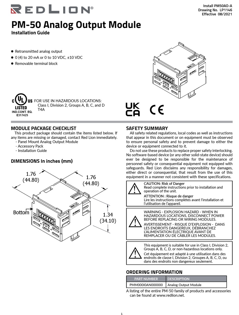 RED LION PM-50 INSTALLATION MANUAL Pdf Download | ManualsLib