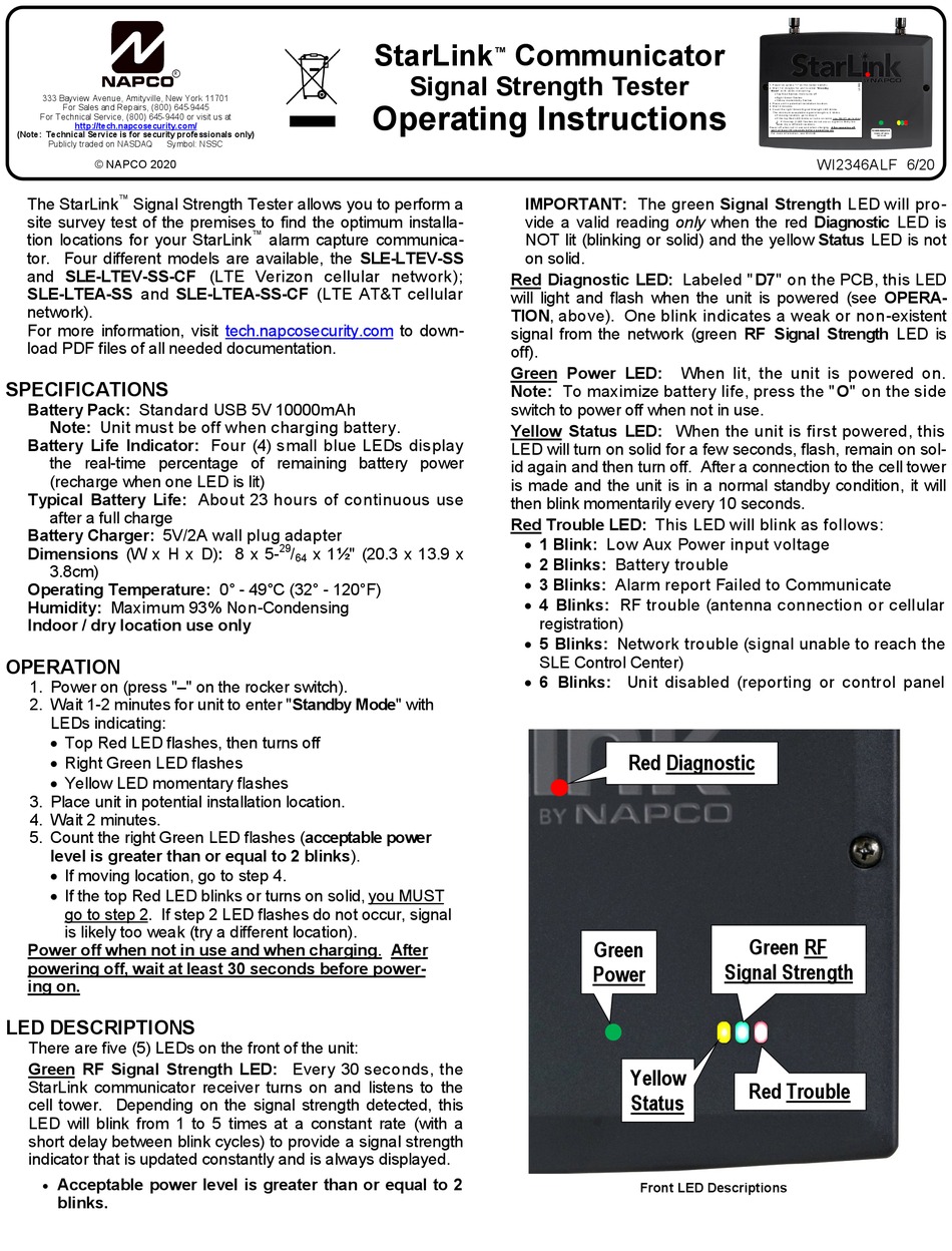 napco-starlink-sle-ltev-ss-operating-instructions-pdf-download-manualslib