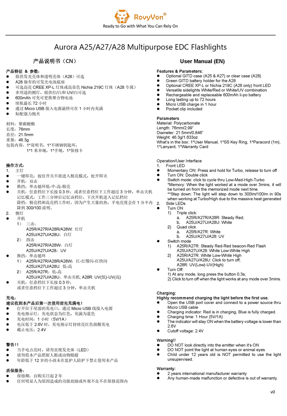 ROVYVON AURORA A25 USER MANUAL Pdf Download | ManualsLib