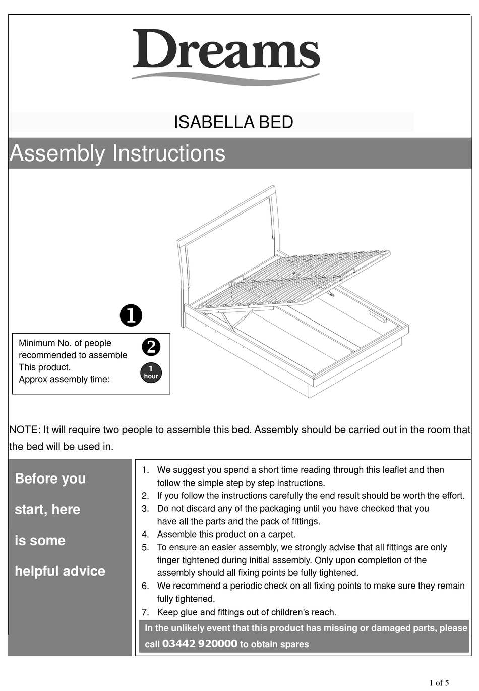 DREAMS ISABELLA BED ASSEMBLY INSTRUCTIONS MANUAL Pdf Download ManualsLib