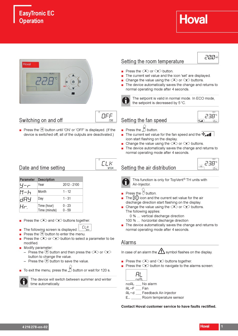 HOVAL EASYTRONIC EC OPERATION Pdf Download | ManualsLib