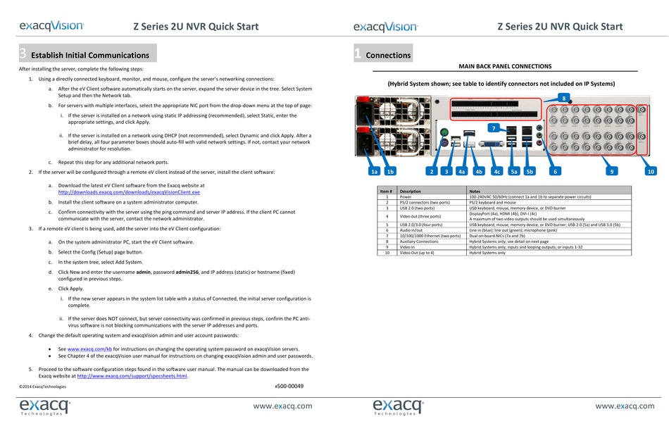 EXACQVISION Z SERIES QUICK START Pdf Download | ManualsLib