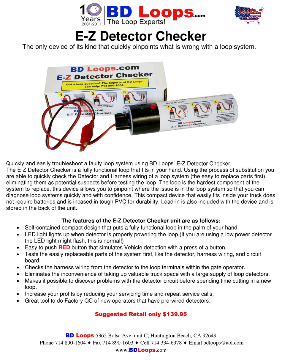BD LOOPS E Z DETECTOR CHECKER QUICK START MANUAL Pdf Download ManualsLib BD LOOPS E Z DETECTOR CHECKER QUICK START MANUAL Pdf Download ManualsLib