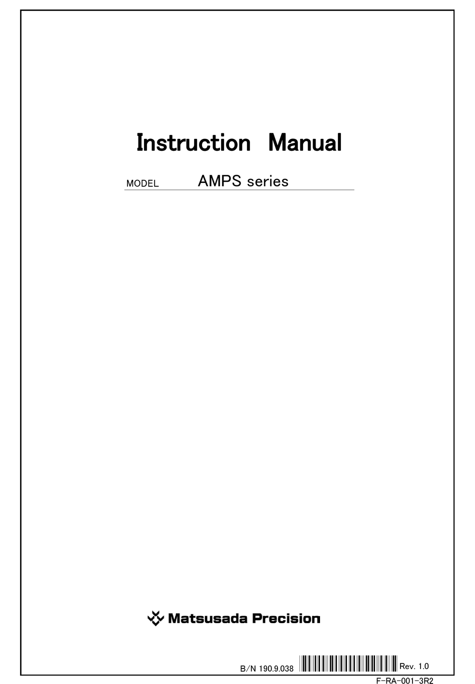 MATSUSADA AMPS SERIES INSTRUCTION MANUAL Pdf Download | ManualsLib