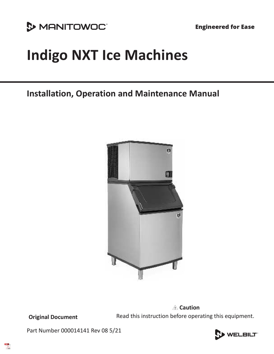 MANITOWOC INDIGO NXT INSTALLATION, OPERATION AND MAINTENANCE MANUAL Pdf