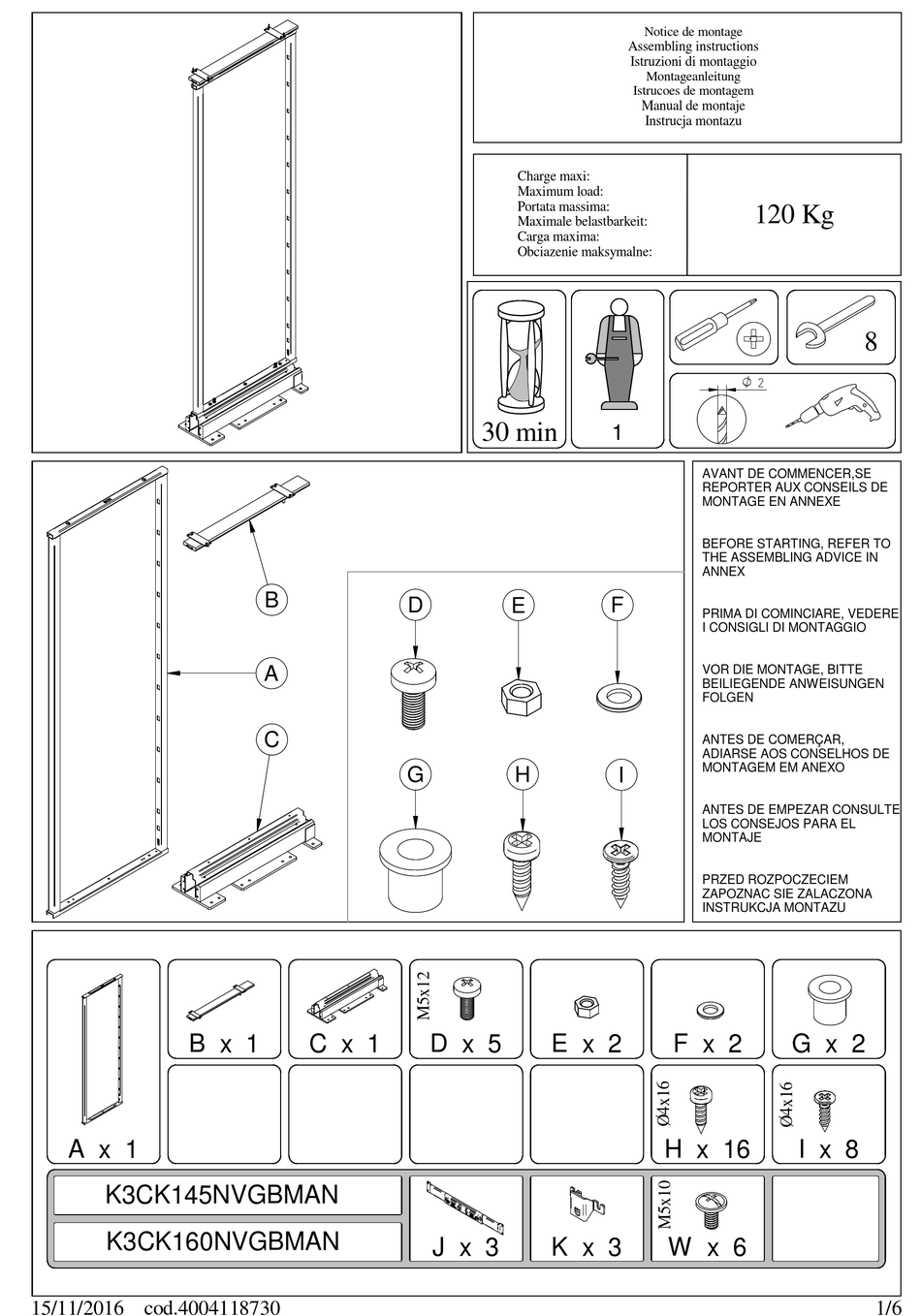 BRICOMAN K3CK145NVGBMAN ASSEMBLING INSTRUCTIONS Pdf Download | ManualsLib