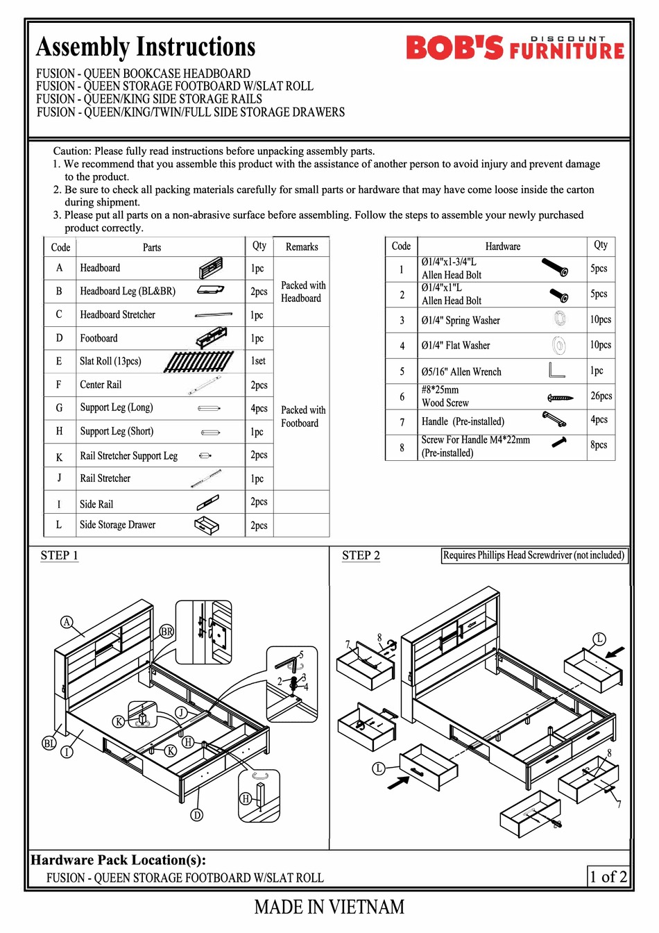 BOB'S DISCOUNT FURNITURE FUSION QUEEN BOOKCASE HEADBOARD ASSEMBLY