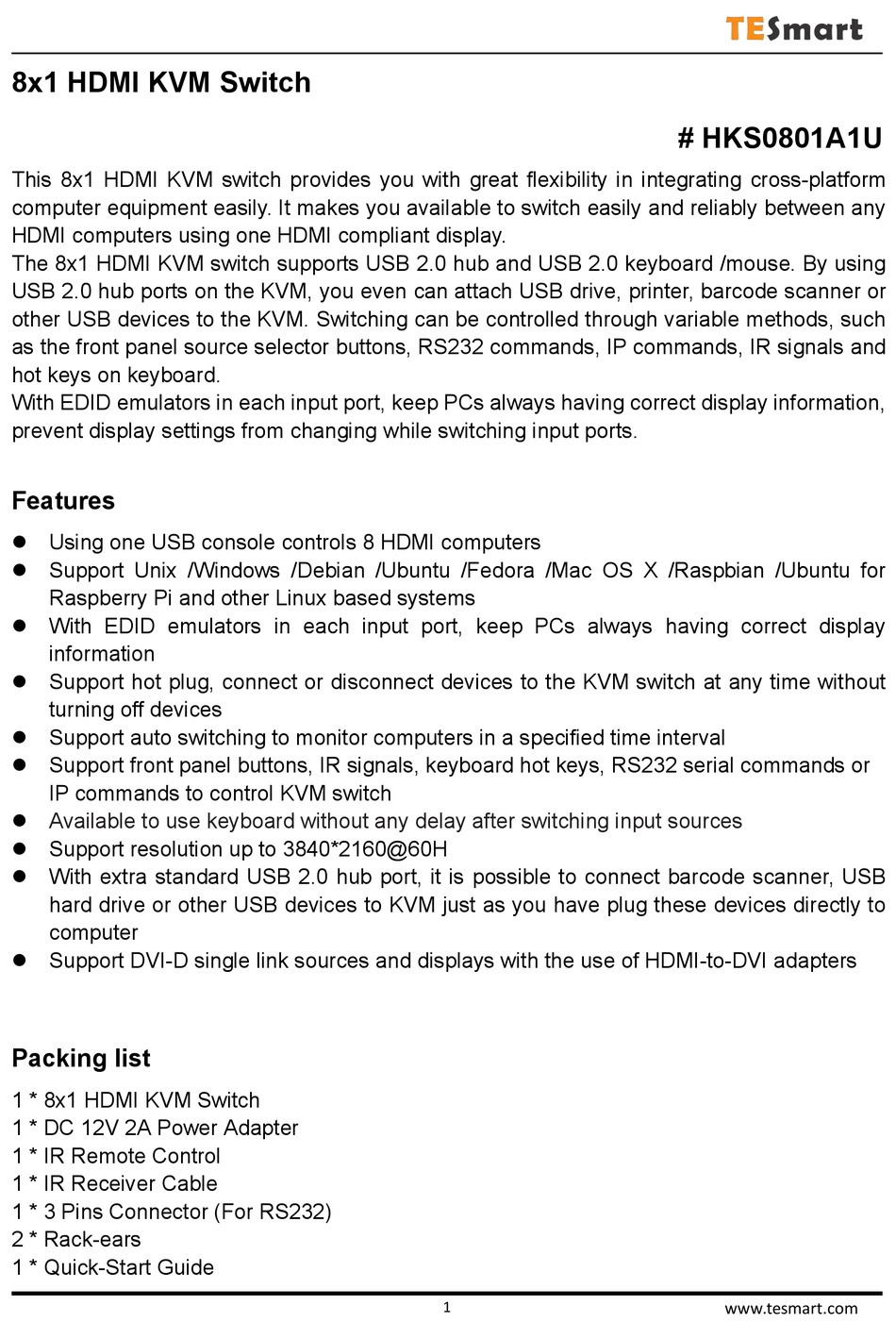 tesmart kvm switch manual