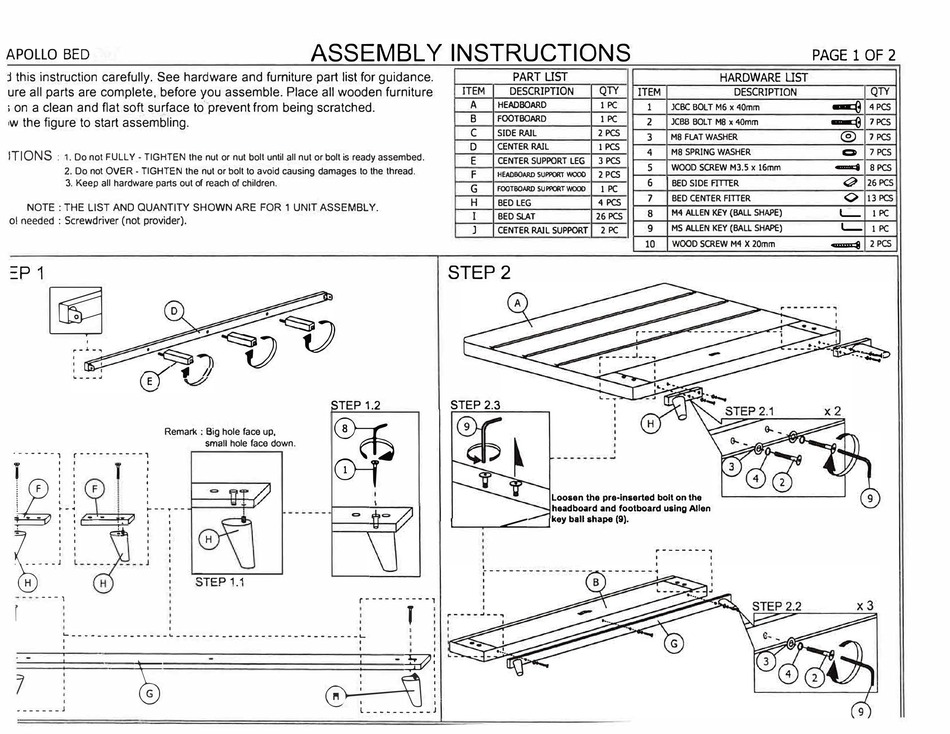 BEDTIME APOLLO BED ASSEMBLY INSTRUCTIONS Pdf Download ManualsLib