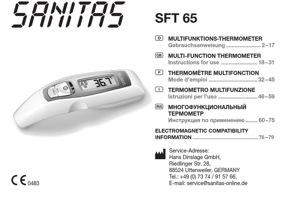 Thermometre Sanitas Sft 75 Mode D'emploi Pdf