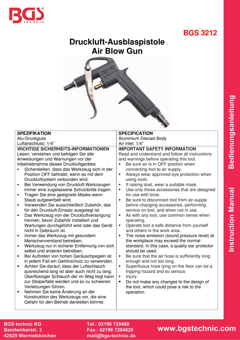 Bgs Technic 3212 Instruction Manual Pdf Download Manualslib