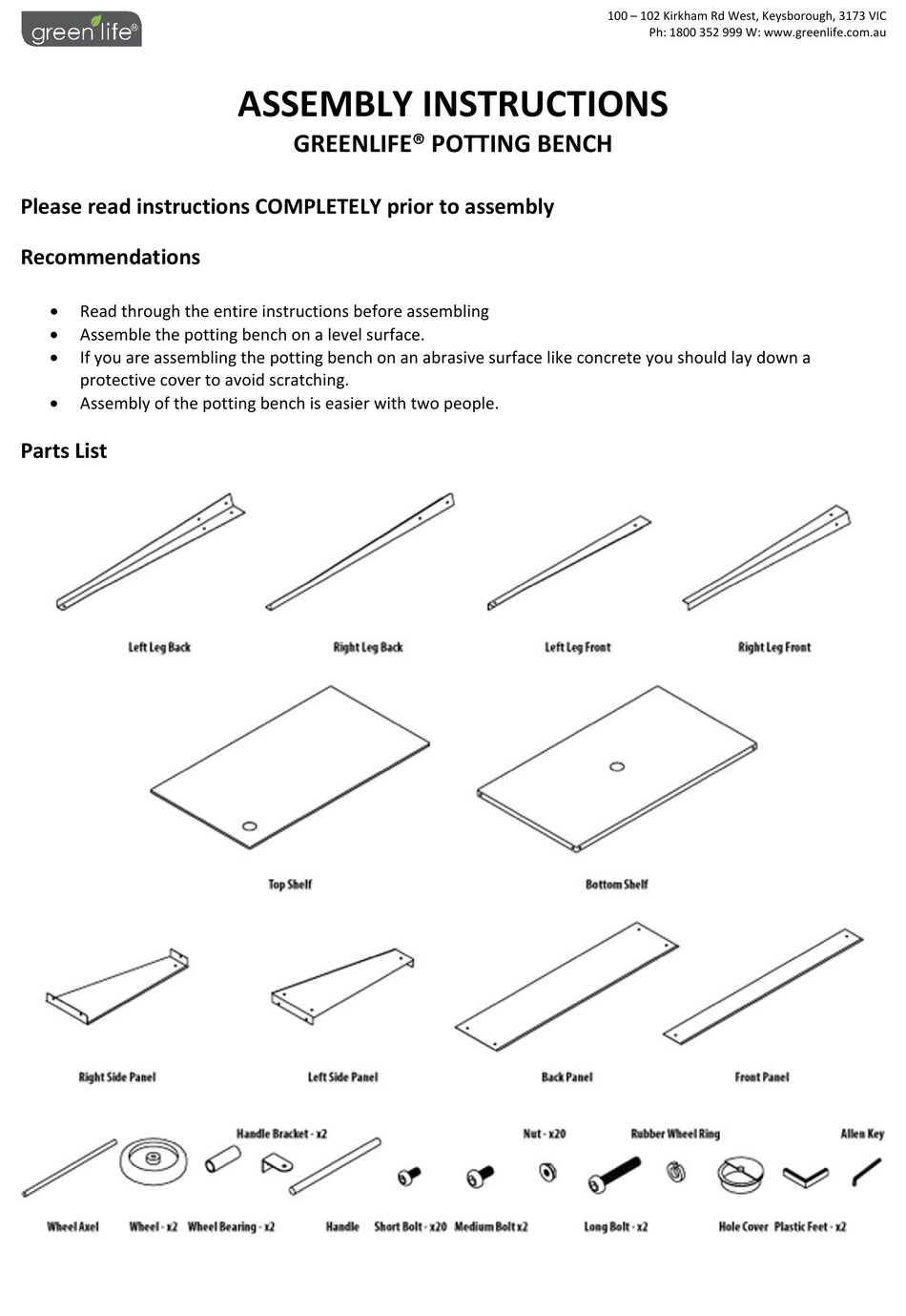 GREENLIFE GLPBSG ASSEMBLY INSTRUCTIONS Pdf Download ManualsLib