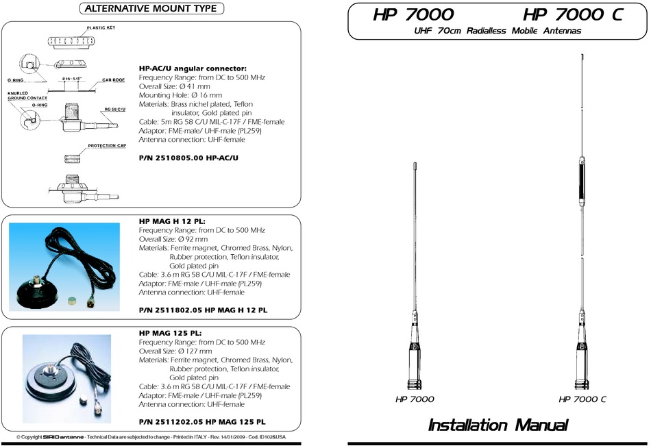 Sirio Antenne Hp 7000 Installation Manual Pdf Download 