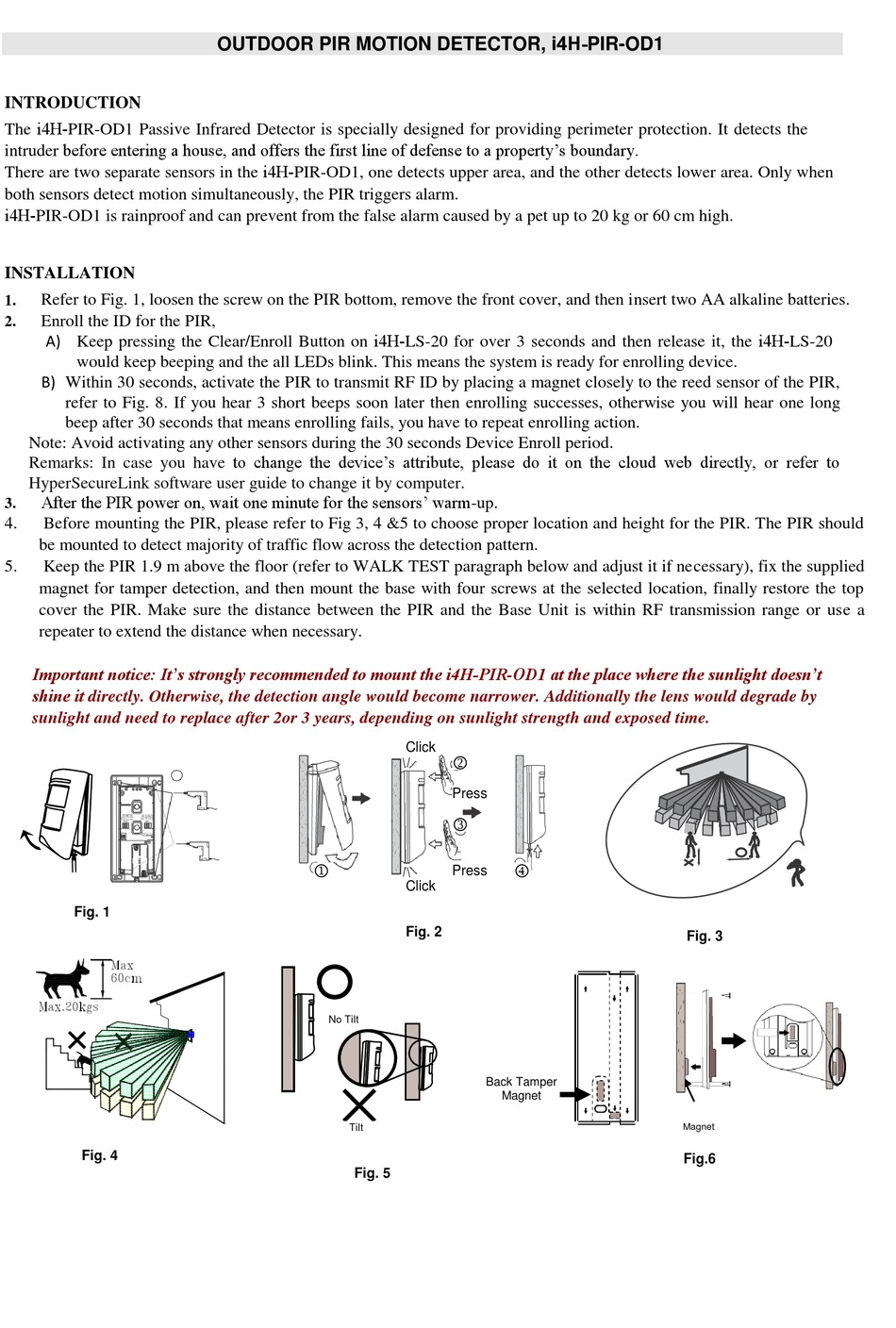 I4HOME I4H-PIR-OD1 QUICK START MANUAL Pdf Download | ManualsLib