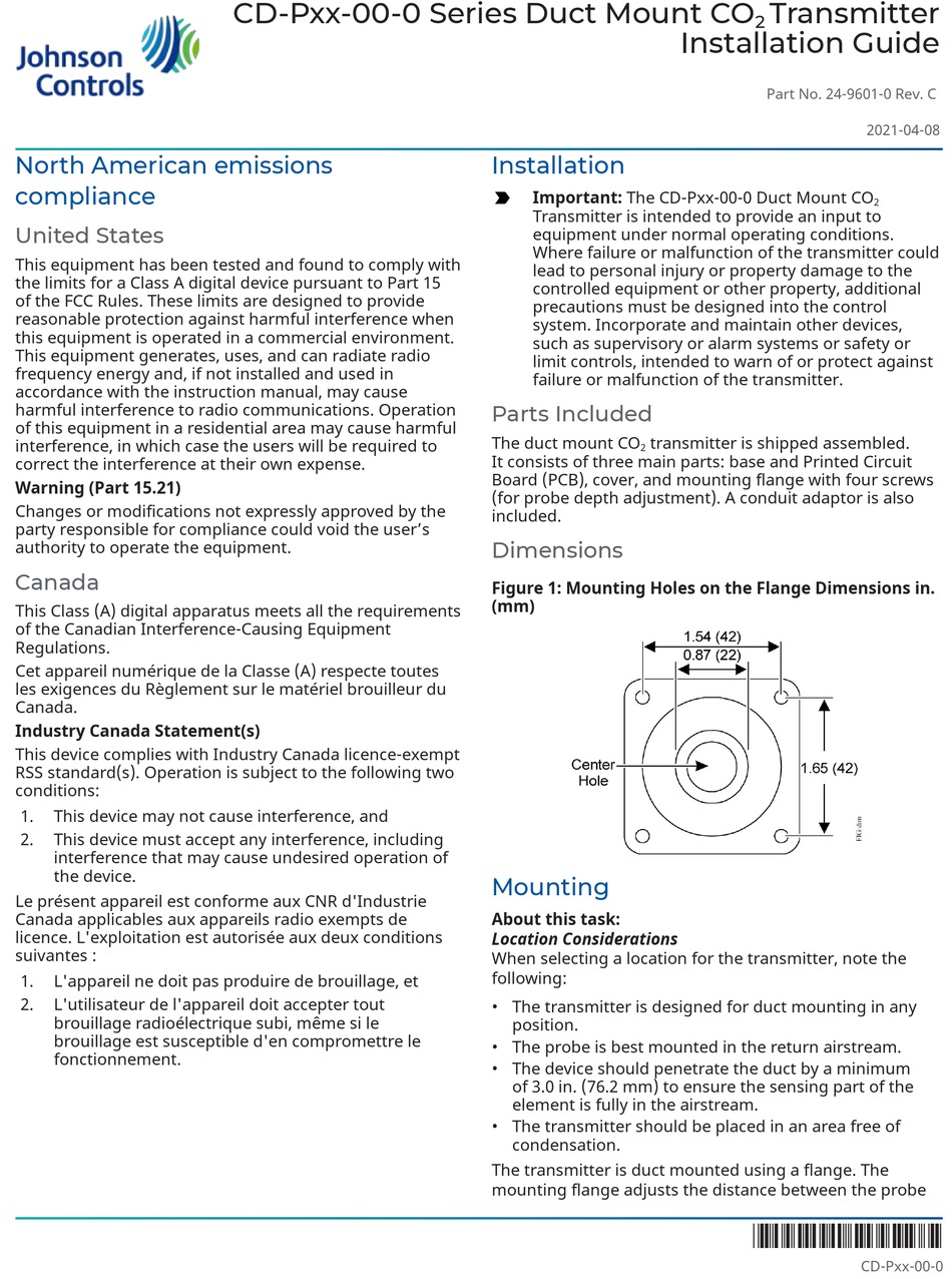 JOHNSON CONTROLS CDP SERIES INSTALLATION MANUAL Pdf Download ManualsLib