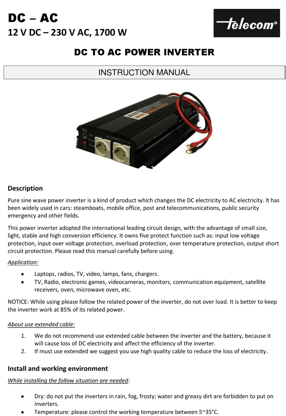 TELECOM DC INSTRUCTION MANUAL Pdf Download | ManualsLib