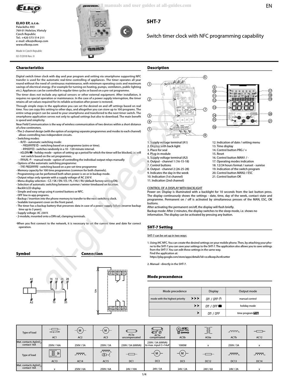 ELKO SHT-7 MANUAL Pdf Download | ManualsLib