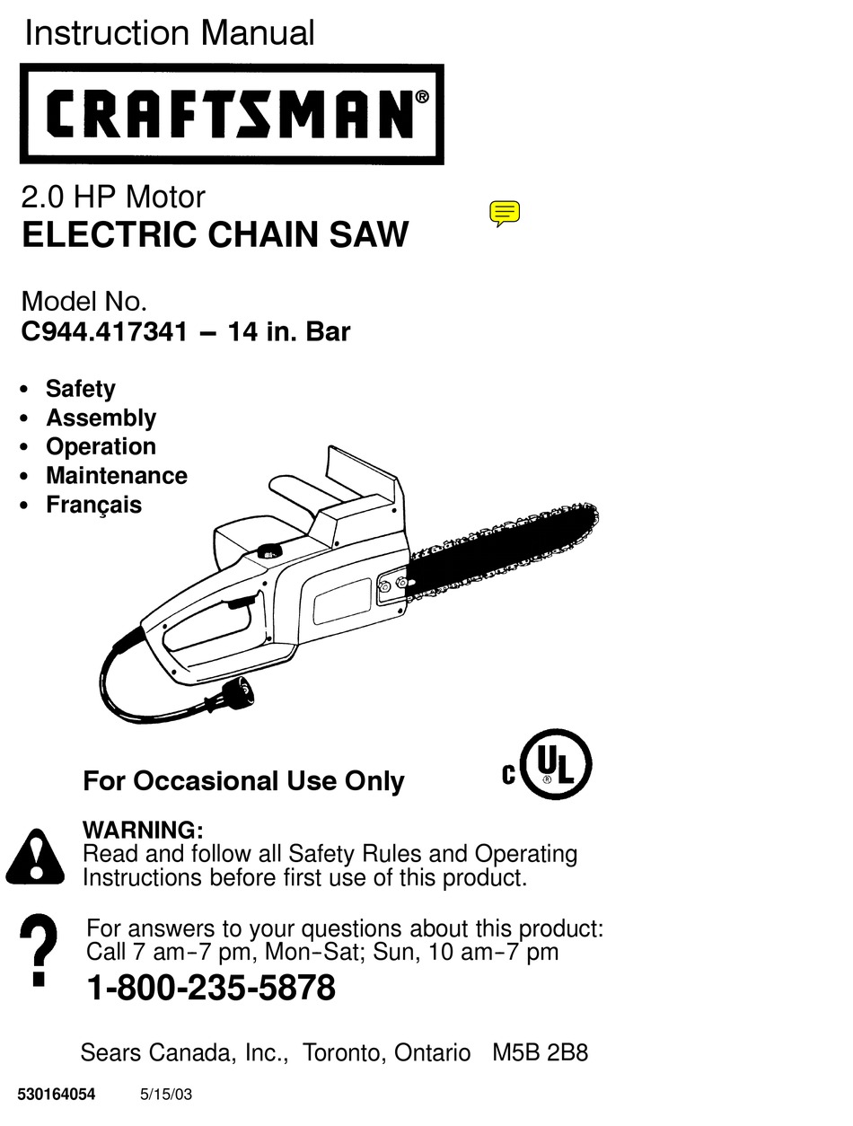 CRAFTSMAN C944.417341 INSTRUCTION MANUAL Pdf Download | ManualsLib