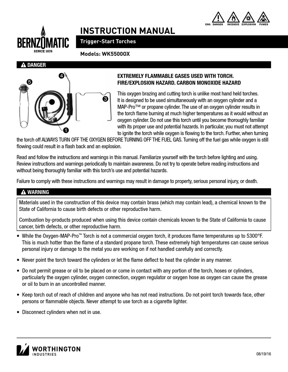 WORTHINGTON BERNZOMATIC WK5500OX INSTRUCTION MANUAL Pdf Download ...