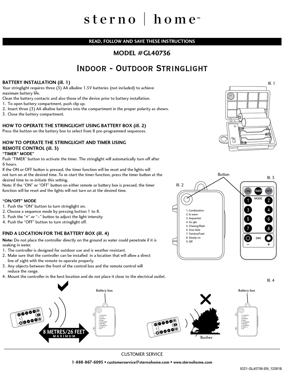 STERNO HOME GL40736 QUICK START MANUAL Pdf Download | ManualsLib