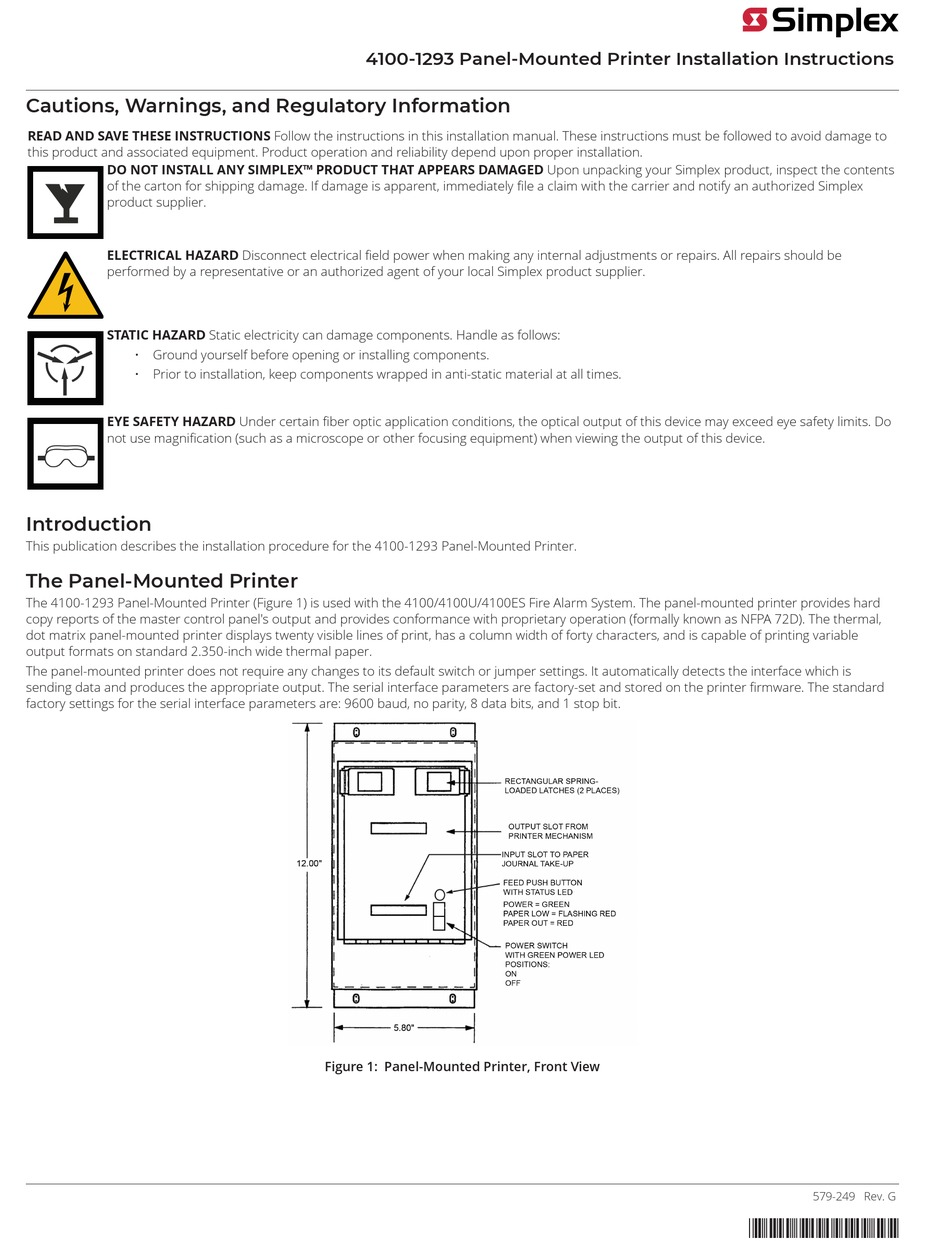 SIMPLEX 4100-1293 INSTALLATION INSTRUCTIONS MANUAL Pdf Download ...