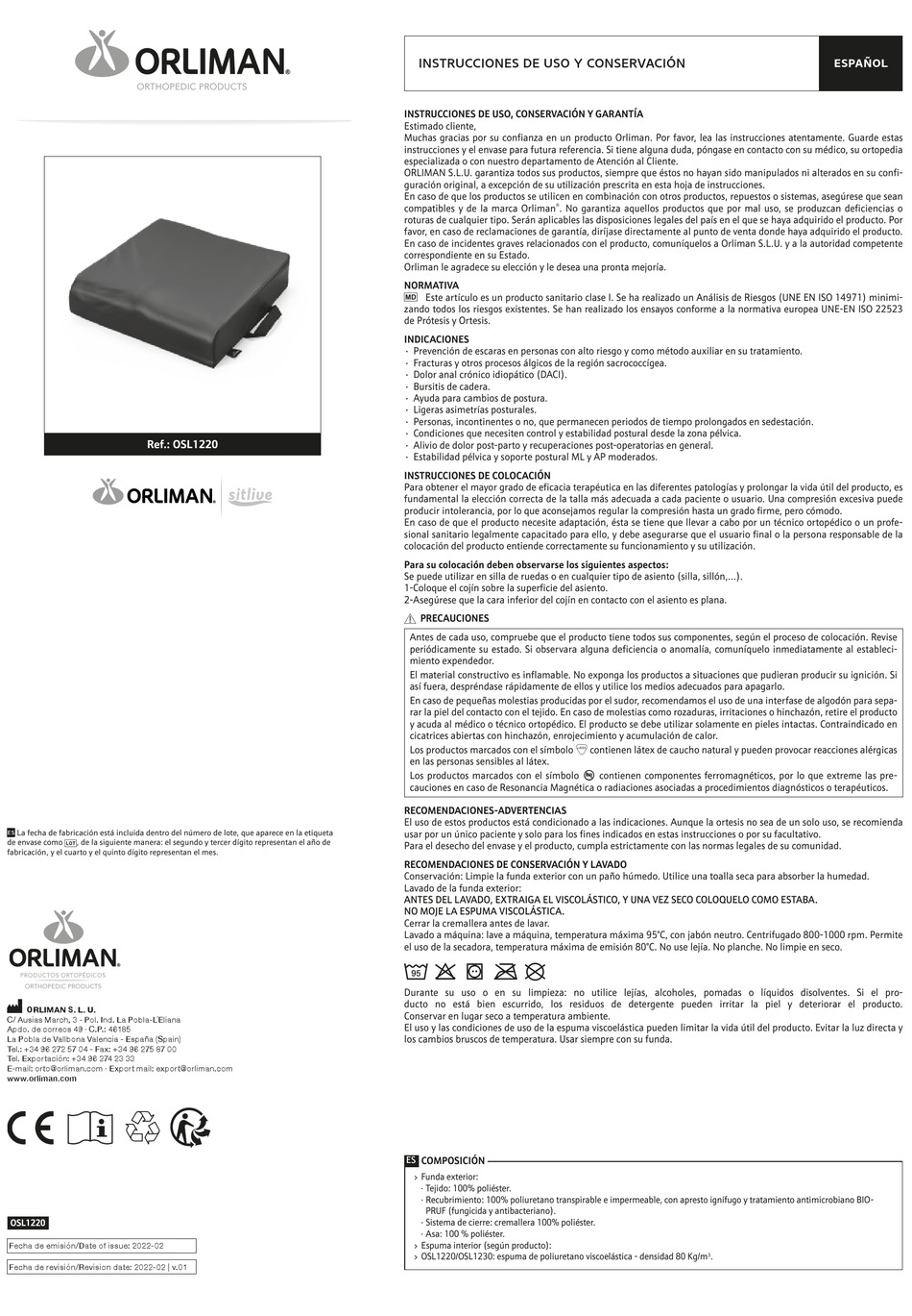 ORLIMAN SITLIVE OSL1220 USE AND MAINTENANCE INSTRUCTIONS Pdf Download ...