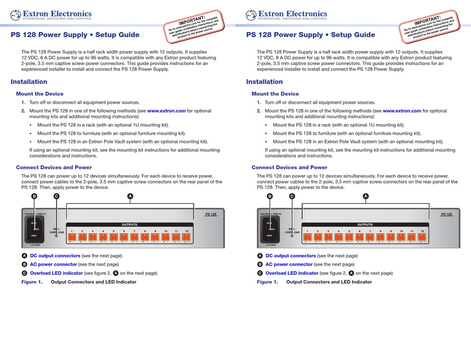 EXTRON ELECTRONICS PS 128 SETUP MANUAL Pdf Download ManualsLib
