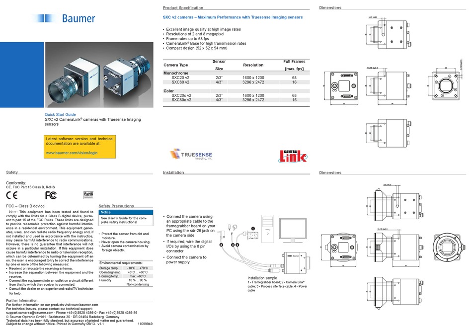 BAUMER CAMERALINK SXC20 V2 QUICK START MANUAL Pdf Download | ManualsLib