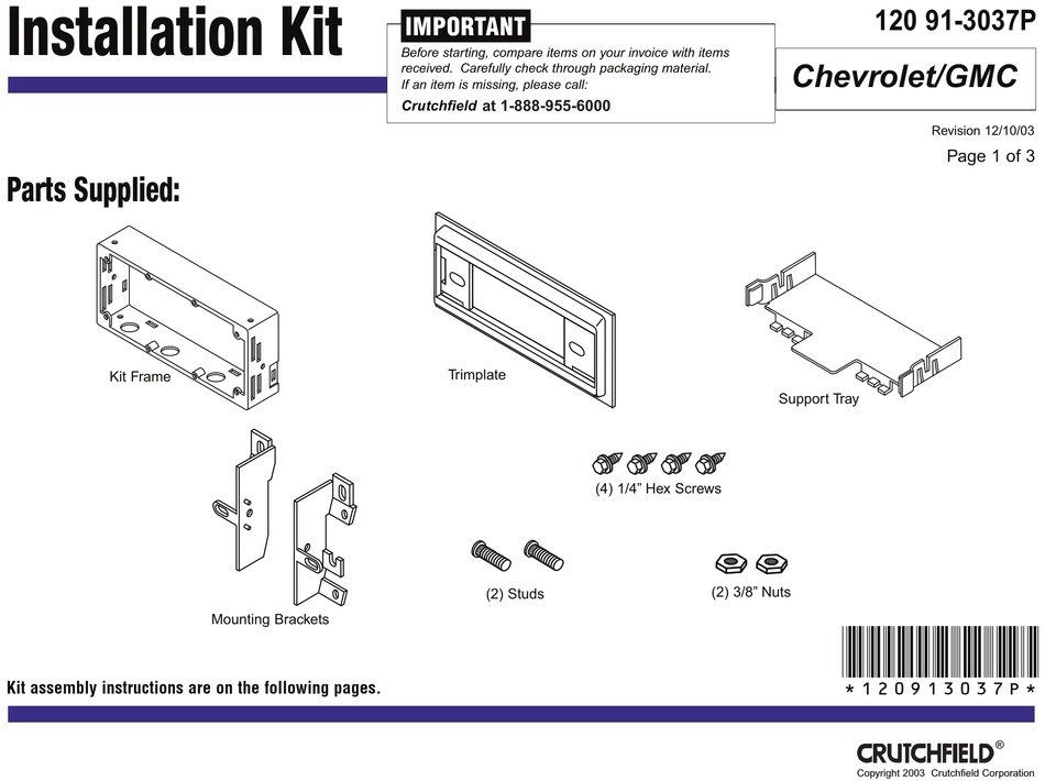 CRUTCHFIELD 120 913037P QUICK START MANUAL Pdf Download ManualsLib