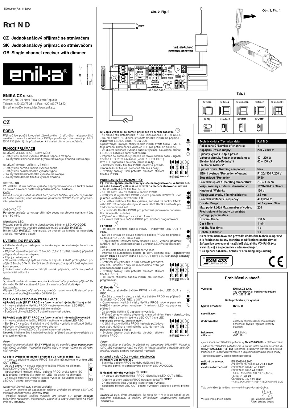 ENIKA RX1 N D QUICK START MANUAL Pdf Download | ManualsLib