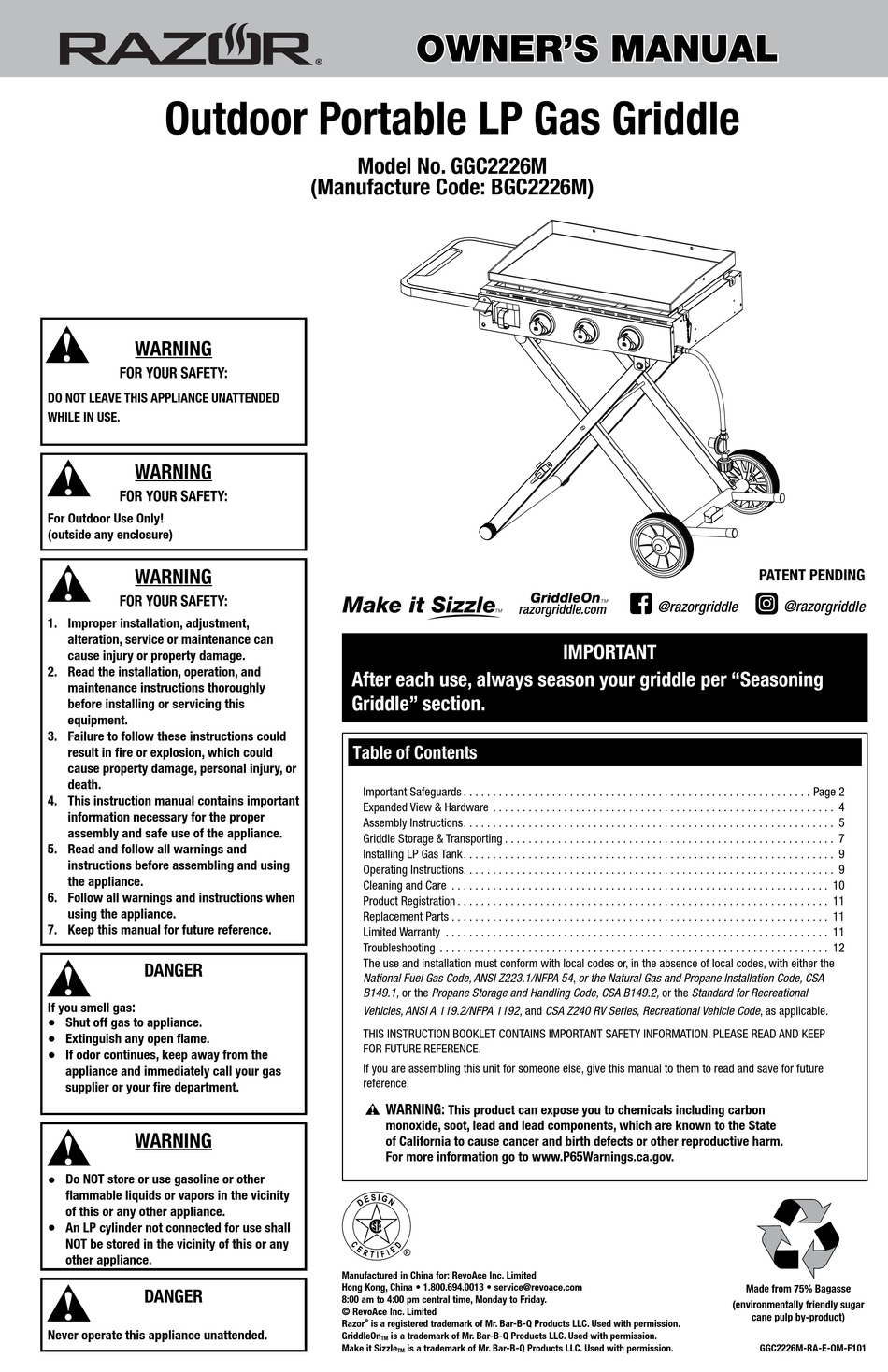 RAZOR GGC2226M OWNER'S MANUAL Pdf Download ManualsLib