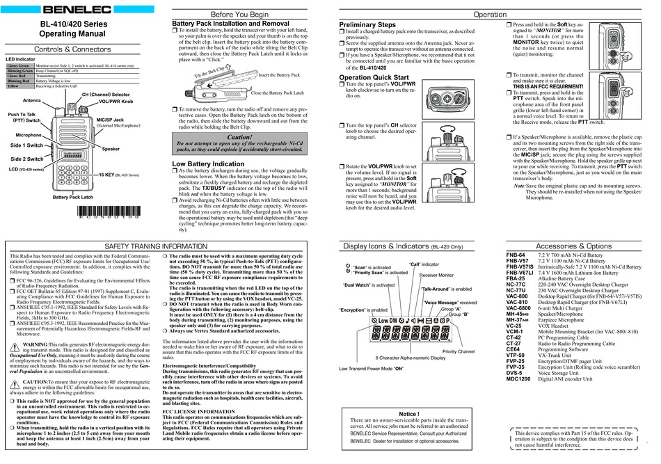 BENELEC BL-410 SERIES OPERATING MANUAL Pdf Download | ManualsLib