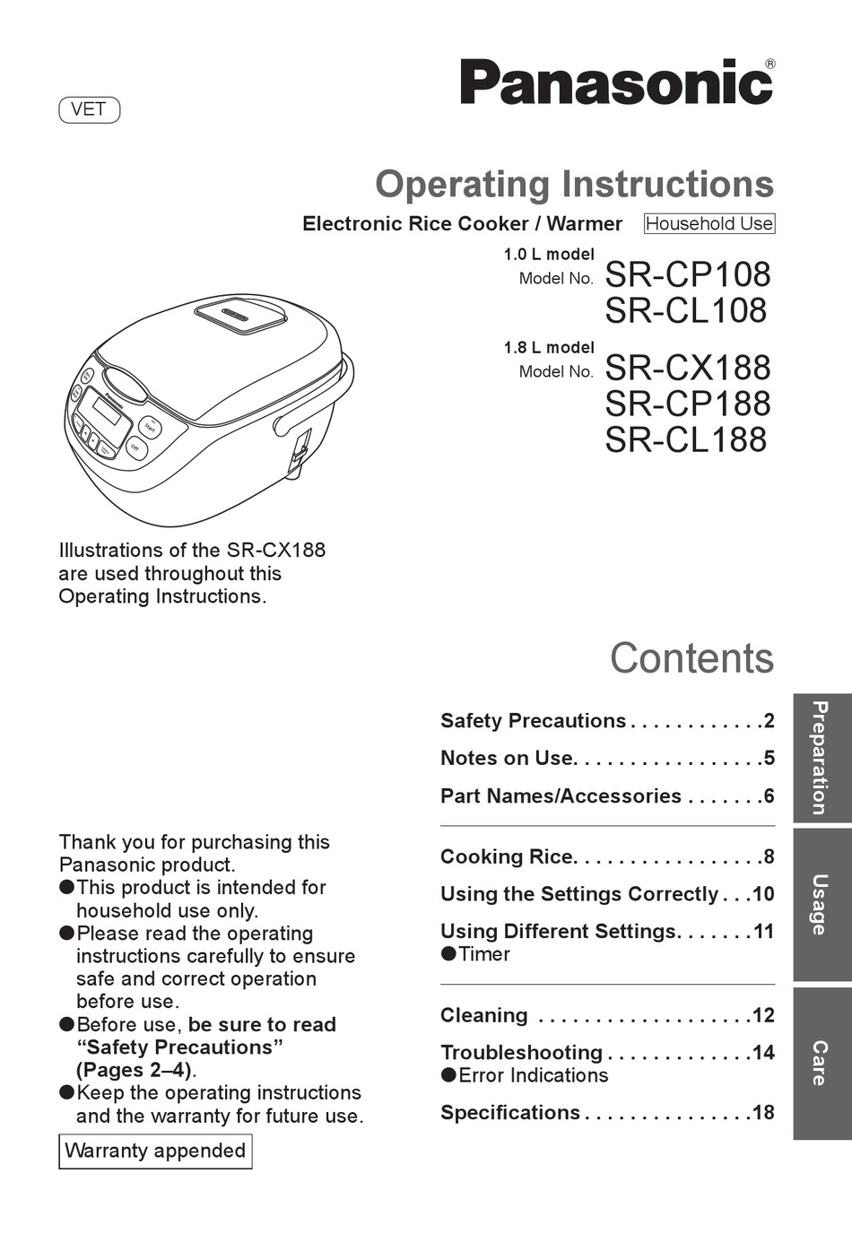 PANASONIC SRCP108 OPERATING INSTRUCTIONS MANUAL Pdf Download ManualsLib