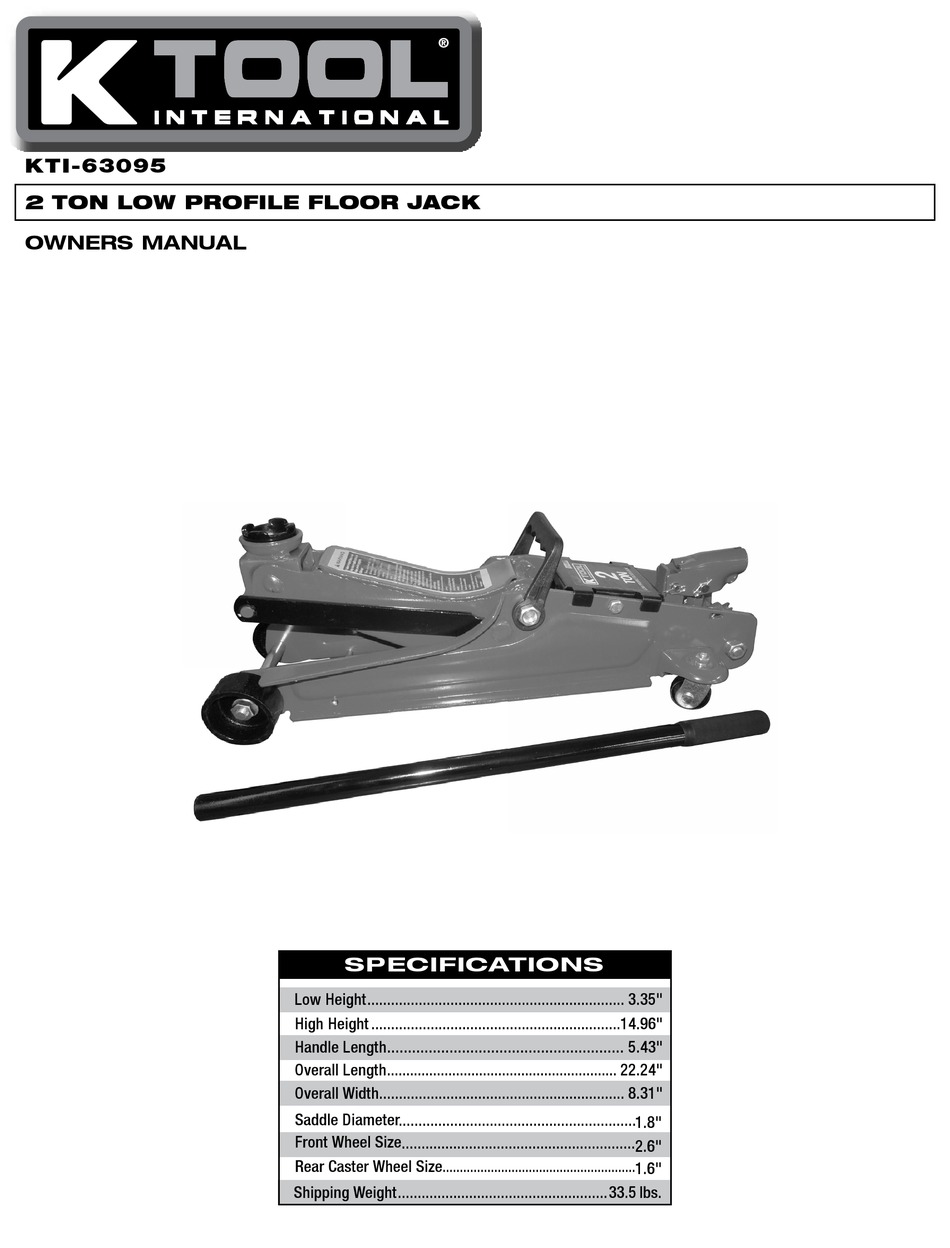 K Tool International Kti 63095 Owners Manual Pdf Download Manualslib 