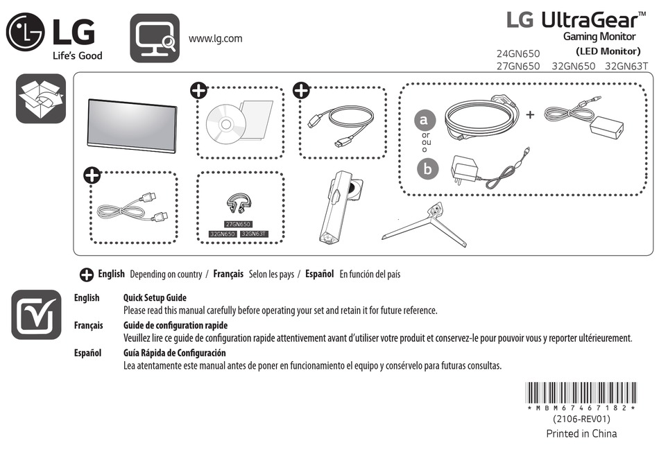 LG ULTRAGEAR 32GN63T QUICK START MANUAL Pdf Download | ManualsLib