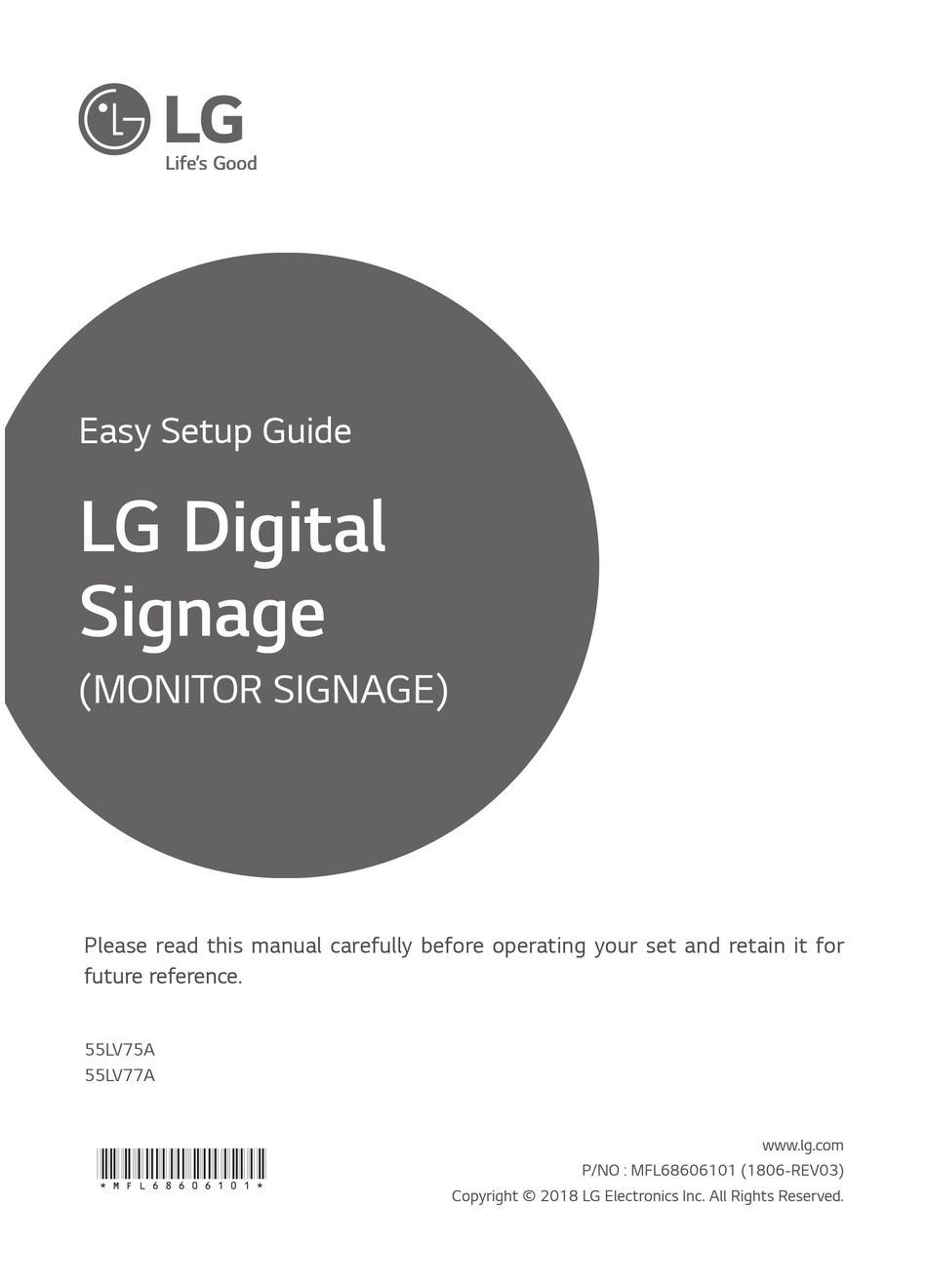 LG 55LV77A EASY SETUP MANUAL Pdf Download | ManualsLib