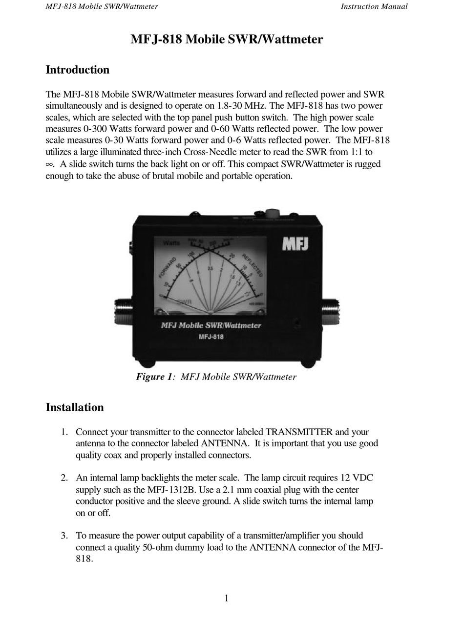 MFJ -818 INSTRUCTION MANUAL Pdf Download | ManualsLib