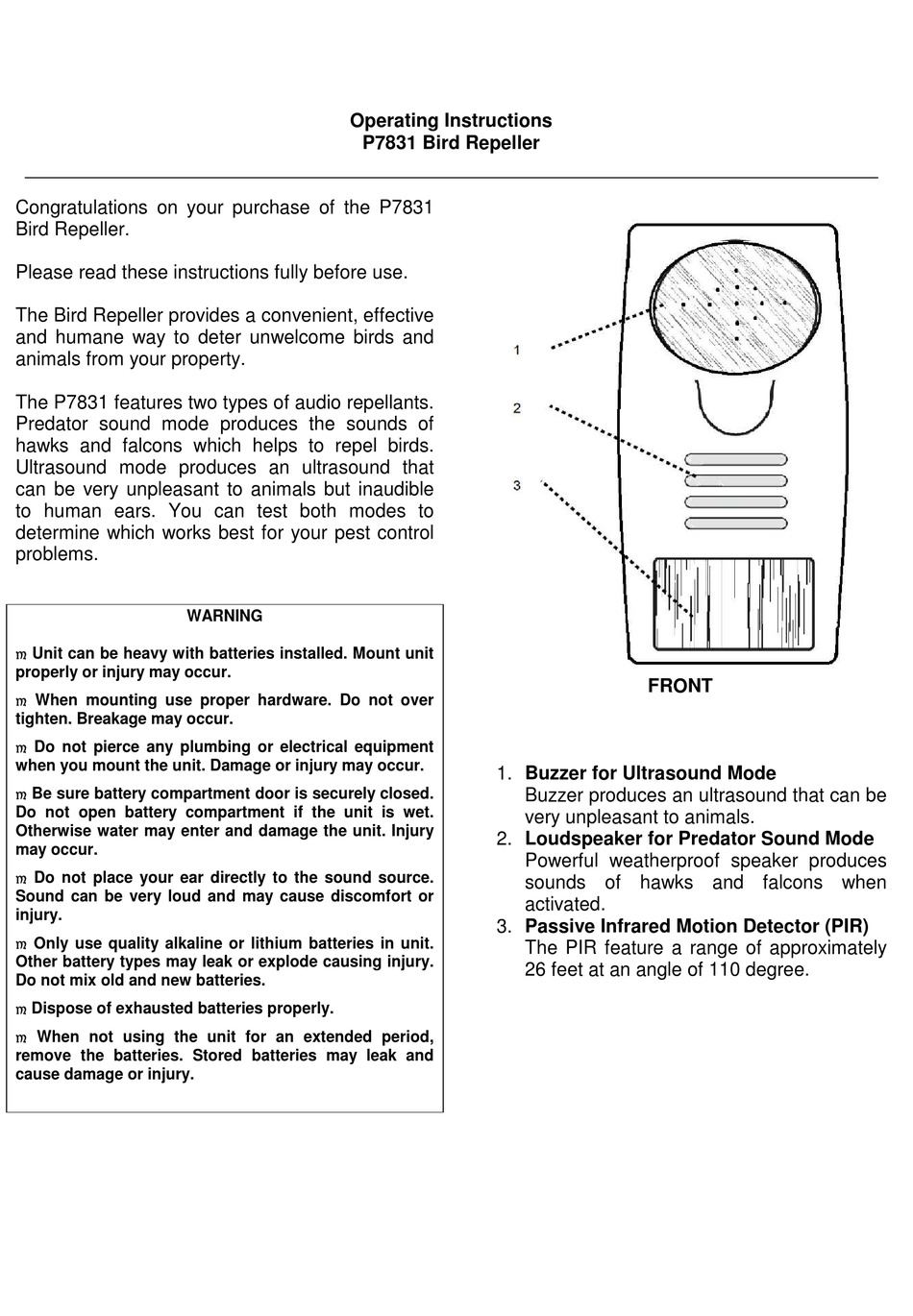 P3 INTERNATIONAL P7831 OPERATING INSTRUCTIONS Pdf Download | ManualsLib