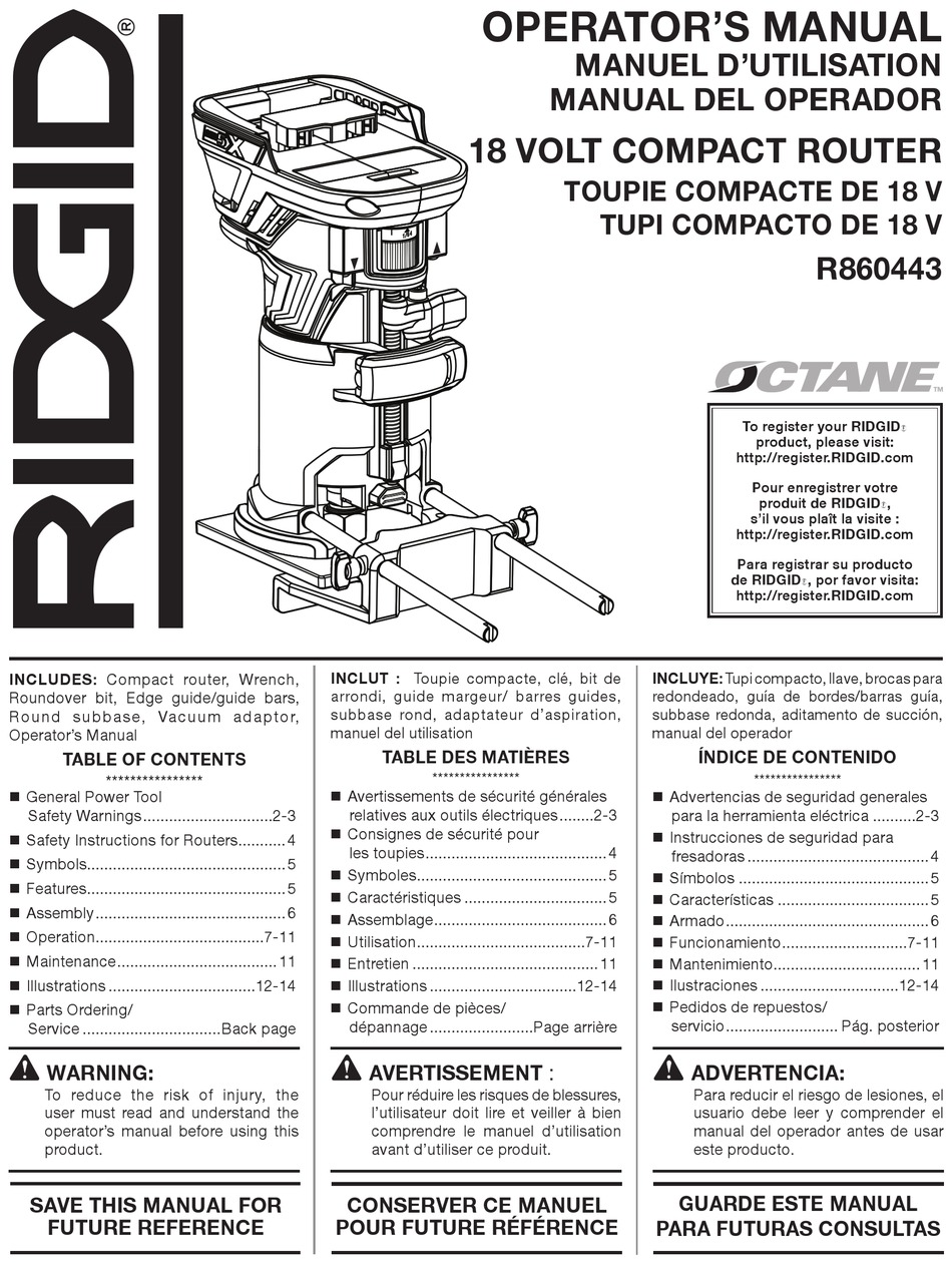 RIDGID R860443B OPERATOR'S MANUAL Pdf Download | ManualsLib