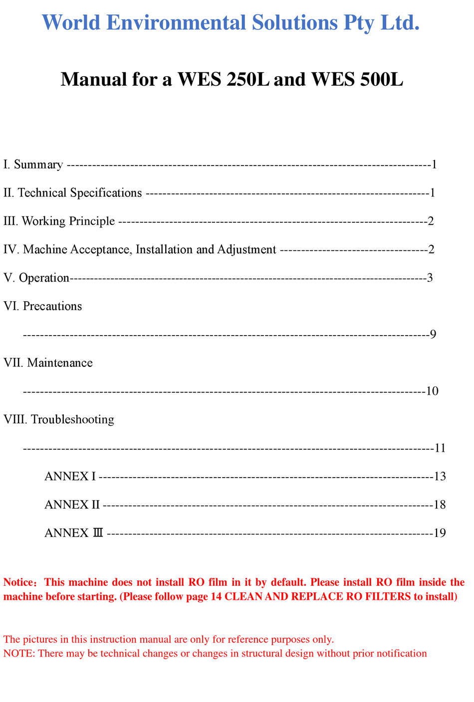 WES -250 MANUAL Pdf Download | ManualsLib