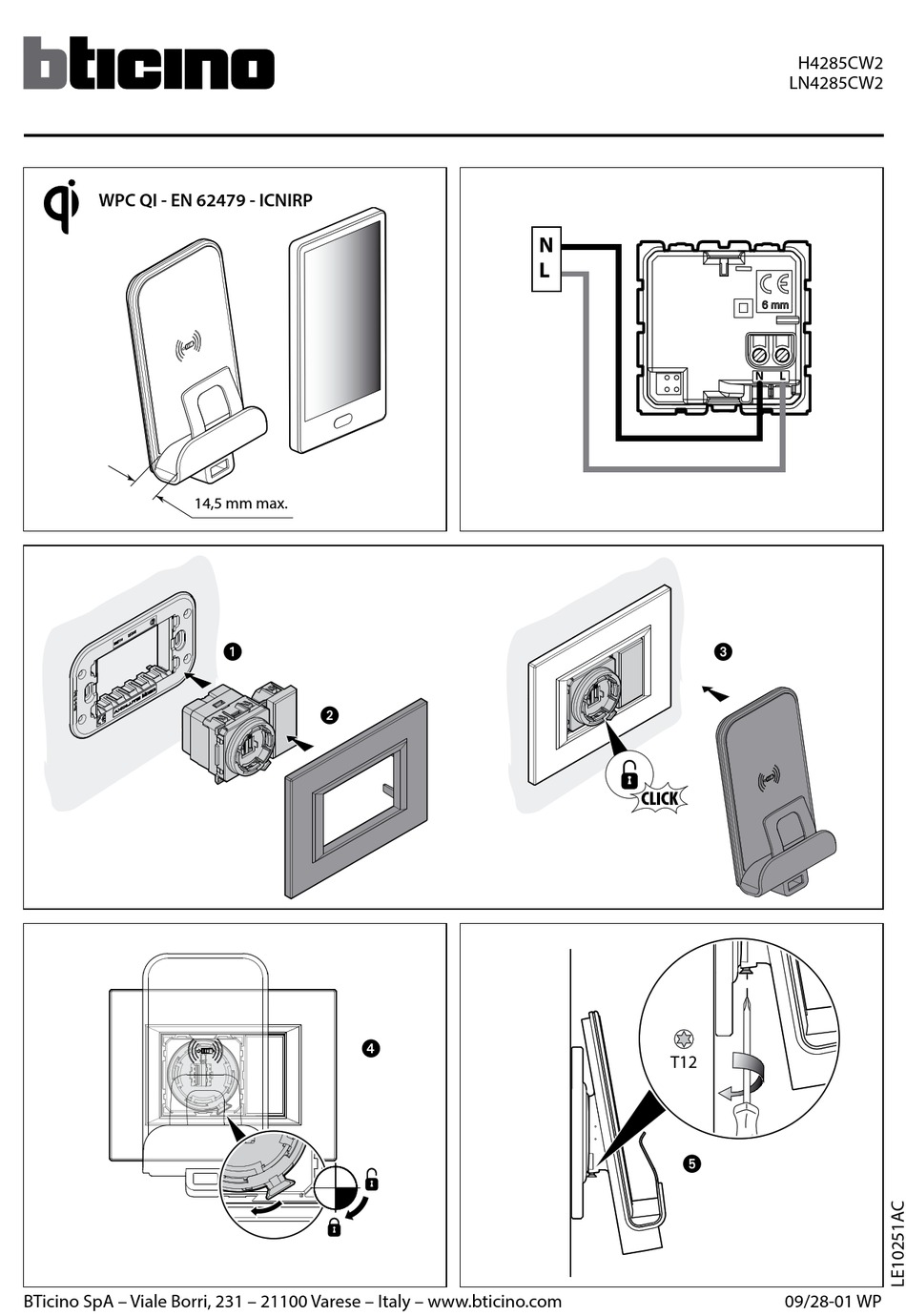 BTICINO LN4285CW2 QUICK START MANUAL Pdf Download | ManualsLib